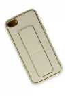 Mey İthalat®   iPhone 7 Kılıf Coco Deri Standlı Kapak - Beyaz