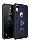 Mey İthalat®  iPhone XR Kılıf Sofya Yüzüklü Silikon Kapak - Lacivert