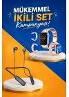 Mey İthalat® Kablolu Bluetooth Kulaklık ve Kadınlara Özel Bileklik Hediyeli Yeni Nesil Akıllı Saat 3 Kordonlu