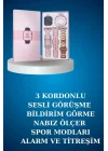 Mey İthalat® Kablolu Bluetooth Kulaklık ve Kadınlara Özel Bileklik Hediyeli Yeni Nesil Akıllı Saat 3 Kordonlu