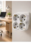 Mey İthalat® Kablosuz 4’lü Priz Çoklayıcı Kompakt Duvar Prizi Çoğaltma Adaptörü