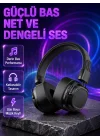Mey İthalat® Kablosuz Kulak Üstü Bluetooth Kulaklık Güçlü Bas ve Katlanabilir Tasarım