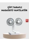 Mey İthalat® Kablosuz USB Şarjlı 720° Döner Masaüstü Fan – Çift Taraflı Serinlik ve Gece Lambası