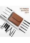Mey İthalat® KAHVE RENGİ ÖZEL TASARIM DERİ MANİKÜR SETİ