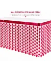 Mey İthalat® Kalpli Metalize Masa Eteği Kırmızı 75x300 cm