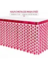 Mey İthalat® Kalpli Metalize Masa Eteği Kırmızı 75x300 cm