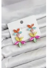 Mey İthalat® Karışık Renkli Kristal Çiçek Küpe