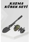 Mey İthalat® Katlanabilir Kamp Küreği Küçük Kazma Kürek Seti Pusulalı