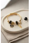 Mey İthalat® Kelebek Model Gold Renk Siyah Charmlı Bileklik