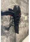 Mey İthalat®  Kendiliğinden Yapışkanlı Siyah Paslanmaz Metal Fön Makinesi Askısı Saç Kurutma Makinesi Tutacağı