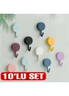 Mey İthalat® Kendinden Yapışkanlı Renkli Duvar Askısı (10LU SET)