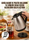 Mey İthalat® Kettle Su Isıtıcı C F Priz Uyumlu 220 - 240 V Paslanmaz Çelik Kablolu