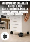Mey İthalat® Kilitsiz 4 cm Tekerlek Ayak 4’lü Set Sessiz ve Dayanıklı