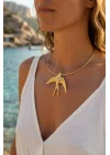 Mey İthalat® Kırlangıç Model Gold Renk Choker Kadın Kolye