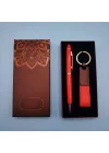 Mey İthalat® Kırmızı Anahtarlık ve Kalem