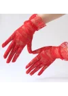 Mey İthalat® Kırmızı Dantelli Eldiven Yetişkin