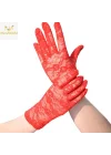 Mey İthalat® Kırmızı Renk Kısa Dantelli Eldiven