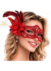 Mey İthalat® Kırmızı Tüylü Balo Maskesi Kadın Parti Aksesuarı