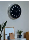 Mey İthalat® Klasik 40 Cm Krom Şık Metal Duvar Saati