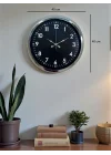 Mey İthalat® Klasik 40 Cm Krom Şık Metal Duvar Saati