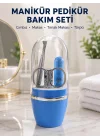 Mey İthalat® Kompakt Manikür Bakım Seti Mavi Taşınabilir Kişisel Bakım Çantası