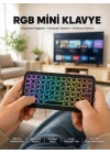 Mey İthalat® Kompakt Siyah RGB Işıklı Bluetooth Mini Klavye