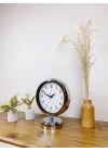 Mey İthalat® Krom Metal Dekoratif Masa Saati 25×20 cm