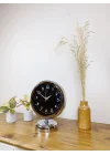 Mey İthalat® Krom Metal Gece Siyahı Masa Saati 25×20 cm