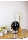 Mey İthalat® Krom Metal Gece Siyahı Masa Saati 25×20 cm