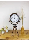Mey İthalat® Krom Metal Mini Tripod Dekoratif Masa Saati 45×26 cm