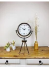 Mey İthalat® Krom Metal Mini Tripod Modern Masa Saati 45×26 cm