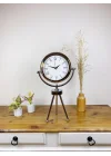 Mey İthalat® Krom Metal Mini Tripod Retro Masa Saati 45×26 cm