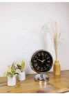 Mey İthalat® Krom Metal Siyah Retro Masa Saati 25×20 cm