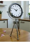 Mey İthalat® Krom Modern Classic Üç Ayaklı Metal Masa Saati