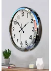 Mey İthalat® Krom Şıklık 52 Cm Metal Modern Duvar Saat