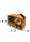 Mey İthalat®  Küçük Boy Retro, Nostaljik, Ahşap Tasarım Bluetooth Hoparlörlü, Şarjlı, Taşınabilir Büyük Döndürülebilen Düğmeli FM/AM Destekli Radyo NS3380