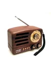 Mey İthalat®  Küçük Boy Retro, Nostaljik, Ahşap Tasarım Bluetooth Hoparlörlü, Şarjlı, Taşınabilir Büyük Döndürülebilen Düğmeli FM/AM Destekli Radyo NS3380