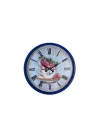 Mey İthalat® Lacivert Çiçek Desenli 36 Cm Duvar Saati