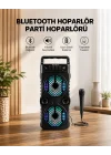 Mey İthalat® LED Işıklı Bluetoothlu Hoparlör Mikrofonlu Taşınabilir Ses Sistemi