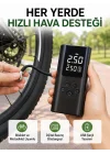 Mey İthalat® LED Işıklı Dijital Hava Pompası Araba Bisiklet Uyumlu