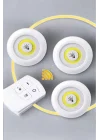Mey İthalat® Led Lamba 3lü Uzaktan Kumandalı Yapışkanlı Beyaz Işık (Kopya)