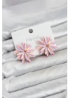 Mey İthalat® Lotus Model Pembe Renk Kristal Taşlı Kadın Küpe