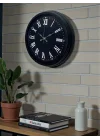 Mey İthalat® Luxury Black 40 Cm Metal Duvar Saati