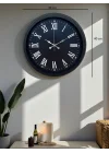 Mey İthalat® Luxury Black 40 Cm Metal Duvar Saati