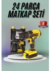 Mey İthalat® Matkap Seti 24 Parça Çift Bataryalı Darbeli Led Işıklı Vidalama