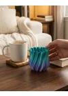 Mey İthalat® Mavi Degrade Kıvrımlı 3D Vazo Minimal Modern Ev Dekoru