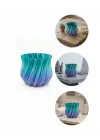 Mey İthalat® Mavi Degrade Kıvrımlı 3D Vazo Minimal Modern Ev Dekoru