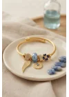 Mey İthalat® Mavi Göz Model Gold Renk Charmlı Bileklik