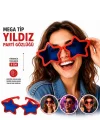 Mey İthalat® Mega Tip Yıldız Parti Gözlüğü Kırmızı Renk