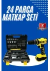 Mey İthalat® Metal Şanzıman Çift Akülü Bakır Sargı 24 Parça Led Aydınlatmalı Matkap Seti